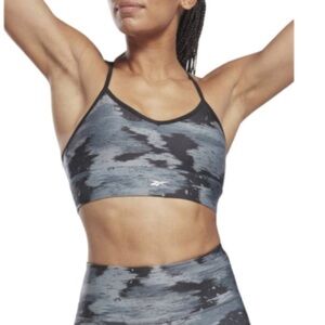 Reebok Speedwick Strappy Sports Bra 2XL Black Gray Print NWT